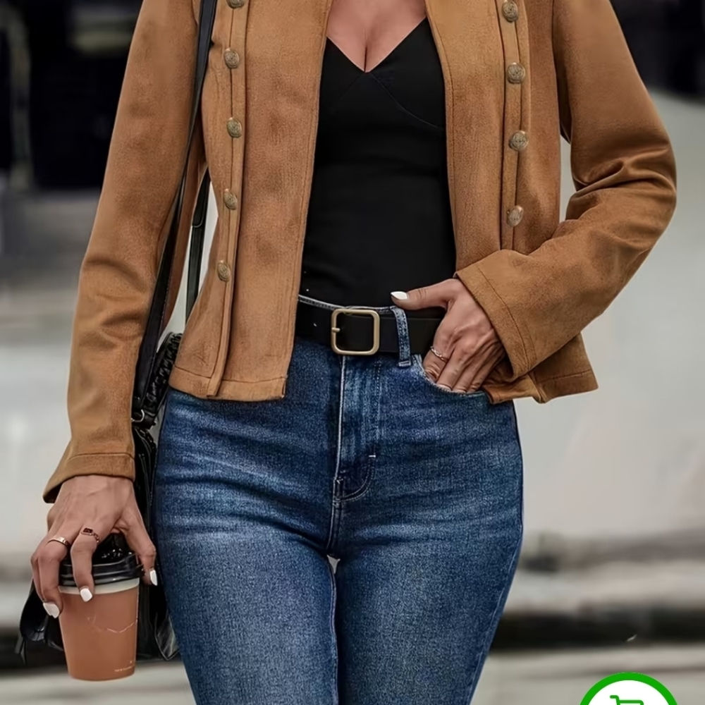 Women's Camel Button Decor Jacket - image 1
